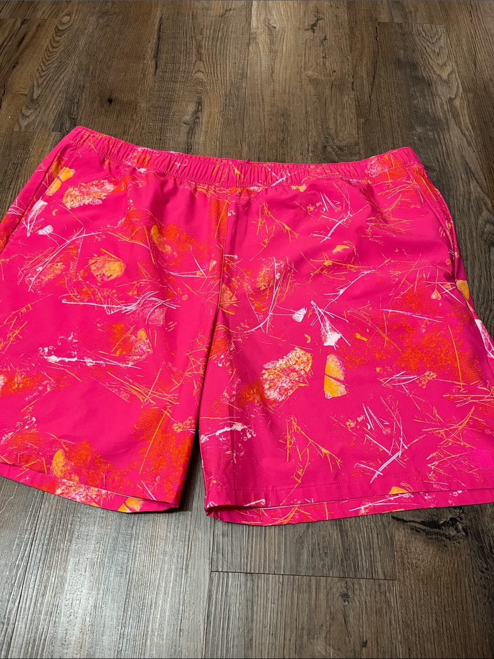 The North Face Men's Bright Pink Abstract Print Shorts